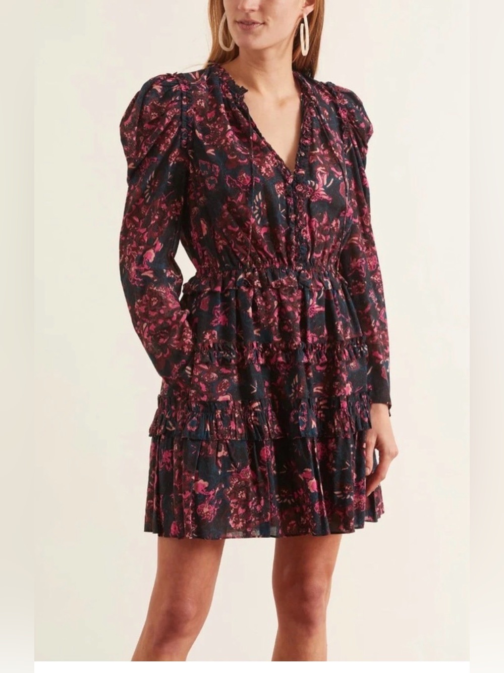 Ulla Johnson “Prissa” Floral Print Long Sleeve Dress